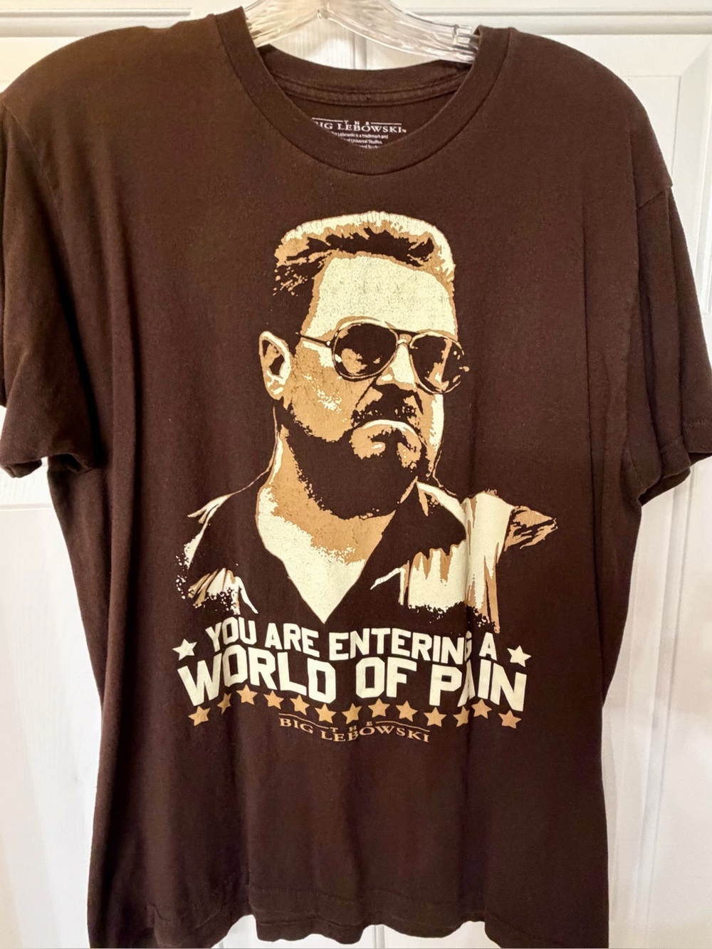 The Big Lebowski Mens Large L T-shirt Licensed You Are Entering a world of Pain